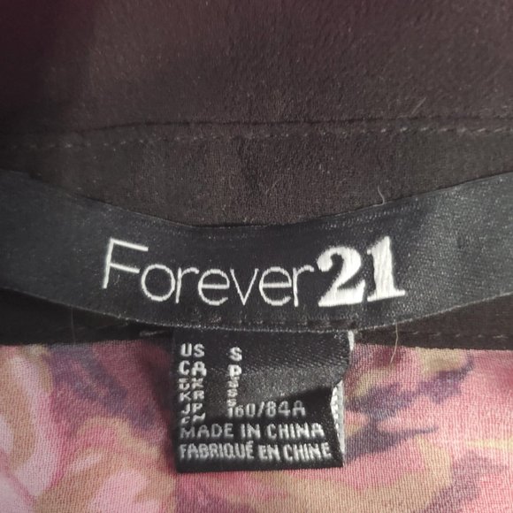 Forever 21 Chiffon Floral Button Up Top with Black Long Sleeve, S - Picture 4 of 5